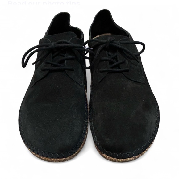 Birkenstock Gary Black Suede Oxford Comfort Shoes EU 40 Women 9 Men 7 Cork Boho - Picture 4 of 10
